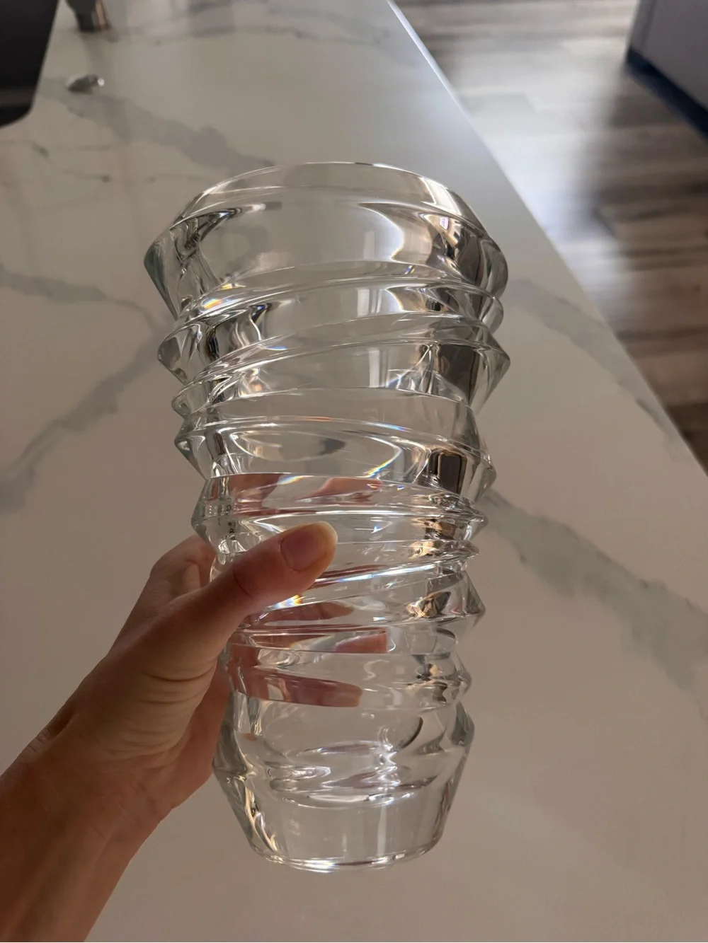 Natchmann (Germany) Clear Swirled Crystal Vase
